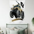 thumbnail image 4 of Cars Tapestry, Worldwide Off Road Famous Safari Rally Truck with Skull Pirate Flag Camouflage Design, Wall Hanging for Bedroom Living Room Dorm Decor, 60W X 80L Inches, Grey Brown, by Ambesonne, 4 of 5