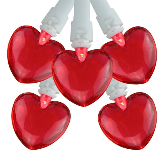 Northlight 20-Count Red LED Mini Hearts Valentine's Day Lights - 4.75ft, White Wire