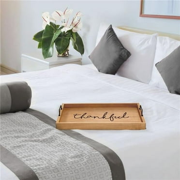 15.50 x 12 in. Thankfull Elegant Designs Decorative Wood Serving Tray with Handles, Natural Finish