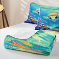 thumbnail image 4 of jejeloiu Cute Cartoon Sea Turtle Quilt King,Floral Ocean King Coverlet Set For Boys,Blue Green,3pcs, 4 of 7