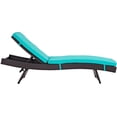 thumbnail image 4 of Pemberly Row Modern Rattan Outdoor Chaise in Espresso/Turquoise (Set of 6), 4 of 5