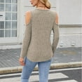 thumbnail image 6 of Jalioing Women's Long Sleeve Fashion Tops Ribbed Cold Shoulder Scoop Neck Shirts Casual Loose Fall Tunic Blouses, 6 of 8