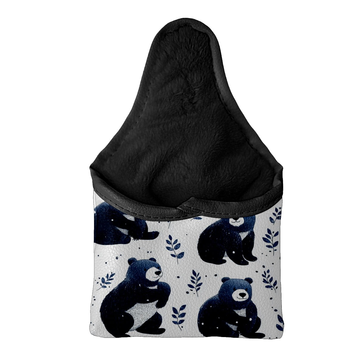 Golf Mallet Putter Cover Premium Leather Golf Putter Head Cover with Magnetic Closure Golf Cover for Men and Women Bear Pattern