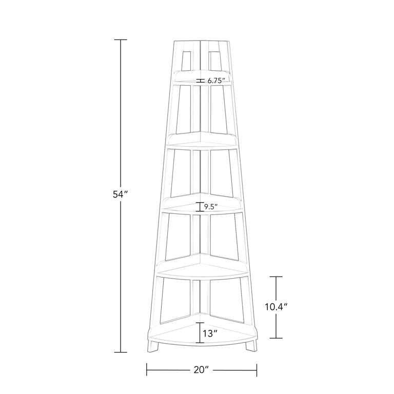 RiverRidge Amery White 5-Tier Freestanding Corner Bathroom Shelf (20-in x  54-in x 14.5-in) in the Bathroom Shelves department at