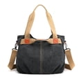 thumbnail image 3 of Mepaouo Womens Hobo Handbags Canvas Crossbody Bags Medium Size Tote Purse Top Handle Satchel(Black), 3 of 5