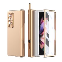 Decase Galaxy Z Fold 4 Cover,Full Body Protective Plating PC Cover Case with Magnetic Hinge Protection Screen Protector Pen Holder Camera Lens Protector for Samsung Galaxy Z Fold4 2022 (7.6"),Gold