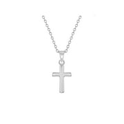925 Sterling Silver 16" Little Cross Pendant Necklace for Children & Preteens