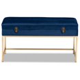 thumbnail image 4 of Bowery Hill Bleu Marine Or Fini Métal Grand Pouf, 4 of 10