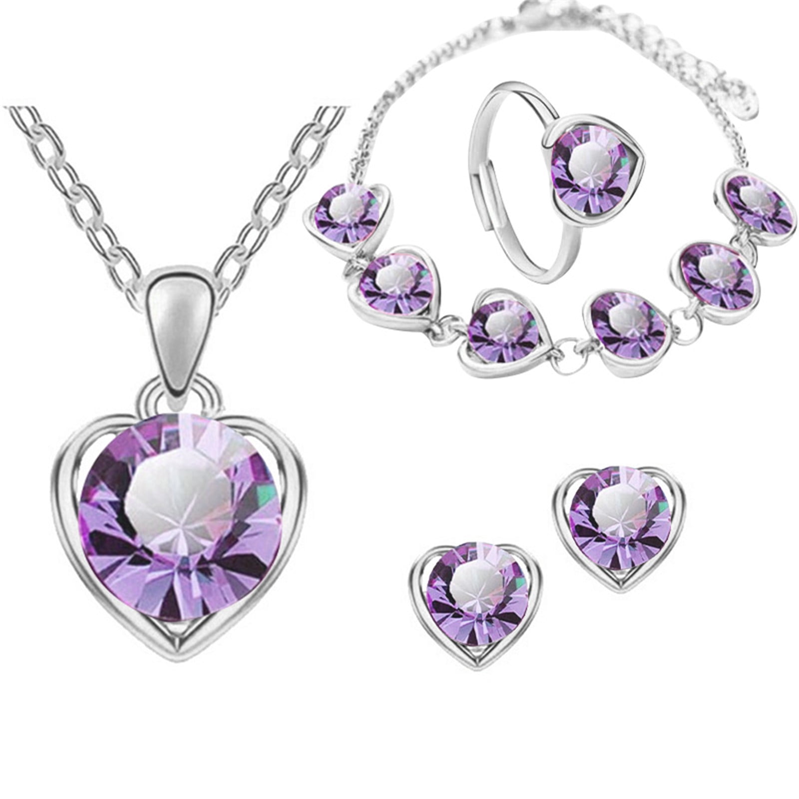 Pretty purple Amethyst 925 Silver Necklace Pendant Earrings Ring Bracelet Pretty purple Amethyst 925 Silver Necklace Pendant Earrings Ring Bracelet