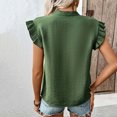 thumbnail image 6 of Fashion Olyvenn Womens Dressy Casual Tops Ruffle Short Sleeve Solid Color Tee Shirt Dressy V Neck Elegant Bussiness Work Tunic Top Green XL, 6 of 9