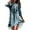 Blue Womens Summer Dress, variant on USSUMA Long Sleeve Summer Dresses for Women Casual Loose Button Down Pocket Beach Covers Beach Party Midi Sundresses V Neck Plus Dress Starfish Print Sun Dress Wedding Guest