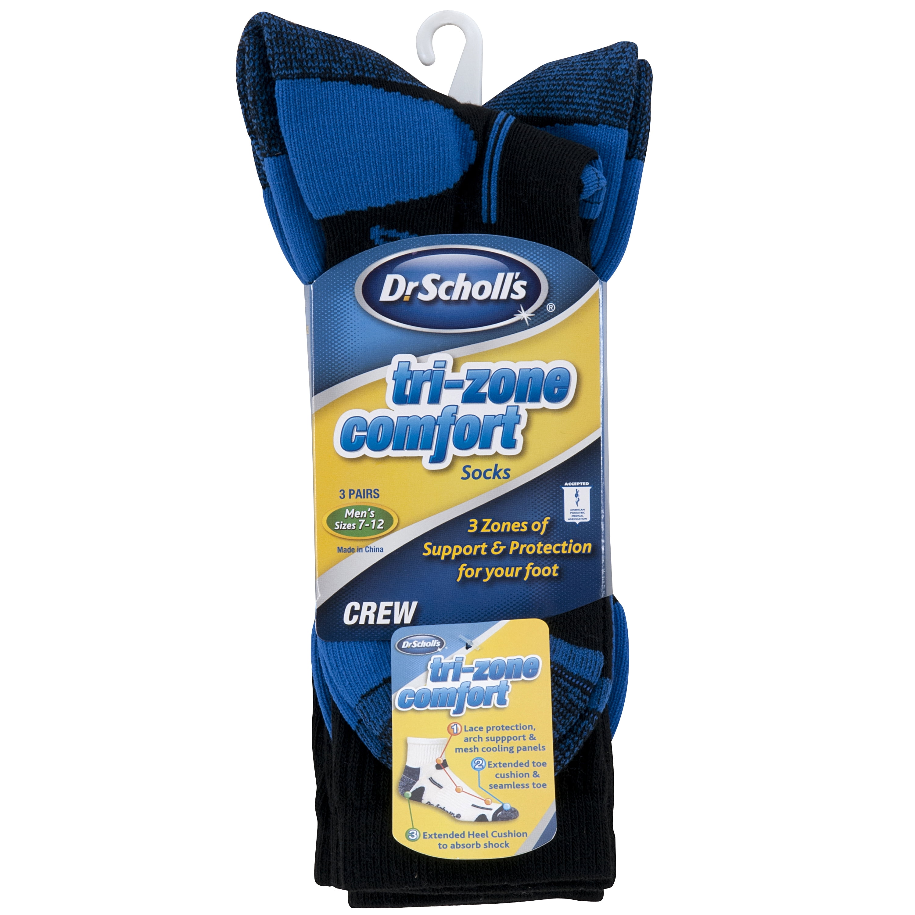 Men's Tri Zone Comfort Crew Socks 3 Pack