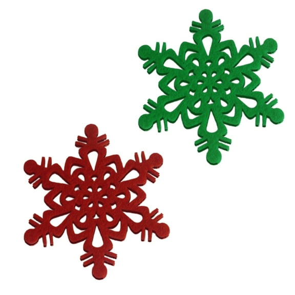 WHAMVOX  2 Sets Winter Snoflake Placemat Snowflake Christmas Tree Decoration Red
