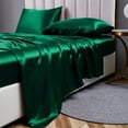 thumbnail image 2 of 4 Pcs Smooth Satin Silk Sheet Set Deep Pocket Bed Sheet Wrinkle Fade Resistant, 2 of 5