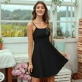 thumbnail image 6 of Women Spaghetti Strap Corset Dress Pleated A Line Fit and Flare Mini Dress Black XL, 6 of 10