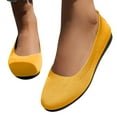 thumbnail image 4 of hopeusnice Women's Knit Slip On Flats Comfortable Breathable Ballerina Shoes Lightweight Soft Toe Oversized Walking Flat Shoes Yellow 39, 4 of 9
