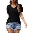 thumbnail image 4 of Aiyino Women’s Short Sleeve Round Neck Tops Lace Casual Loose Blouses T Shirts, 4 of 8