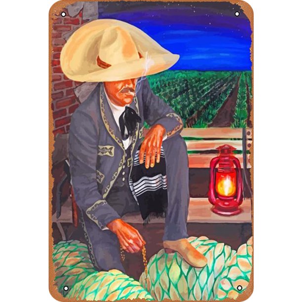 Letrero Chapa Metal Western Mariachi Pintura Hierro Rectangular Barra Pared 20x30cm