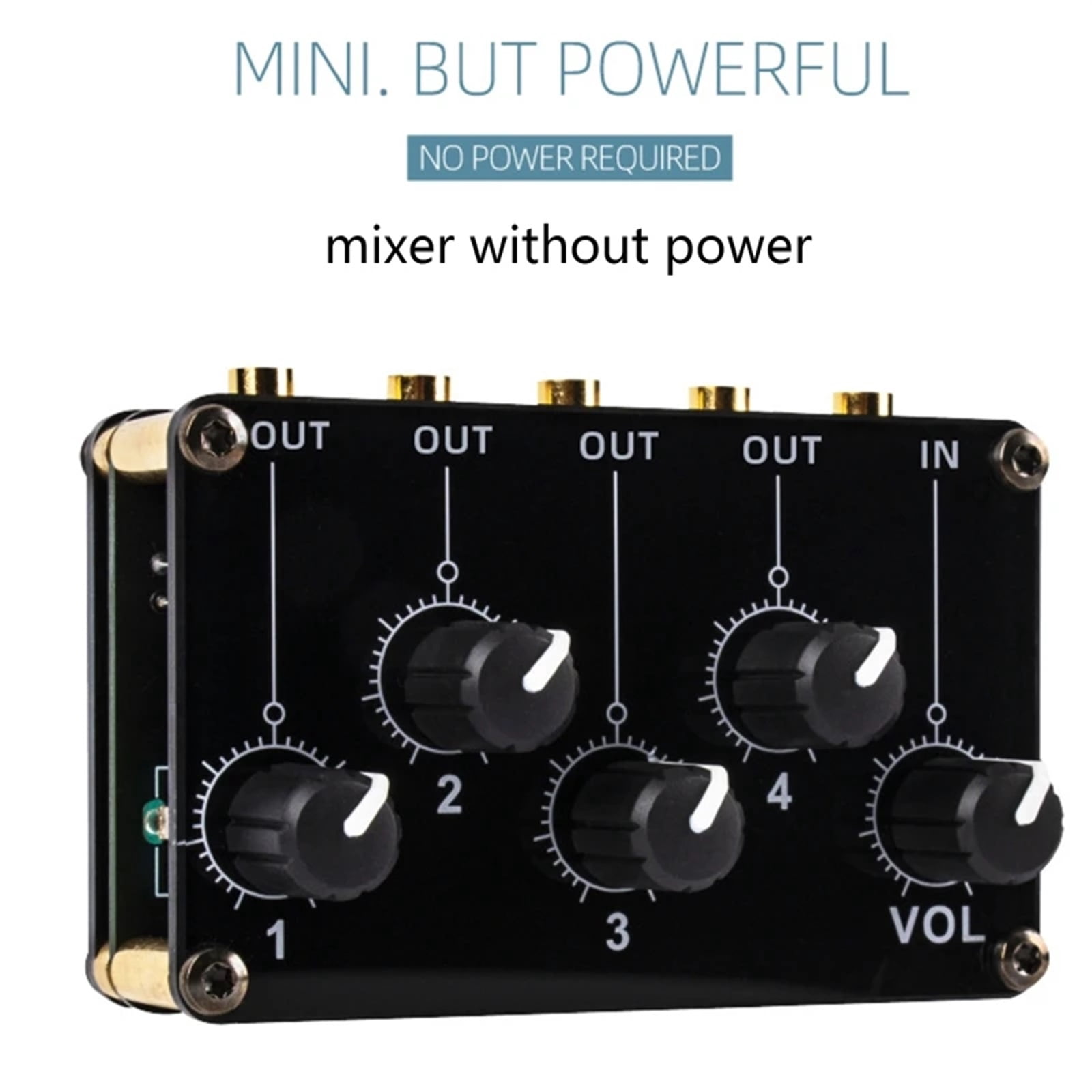 Mini 4 Channel Stereo Line Mixer 4in1out for Live Studio Recording Low Noise Small & Sophisticated Aud-io Passive Mixer ,Precision Control