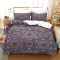 thumbnail image 1 of LAICAIW Boho Mandala Pattern Quilt Cover Set, 3-Piece, Lightweight, Purple, Queen, 1 of 7