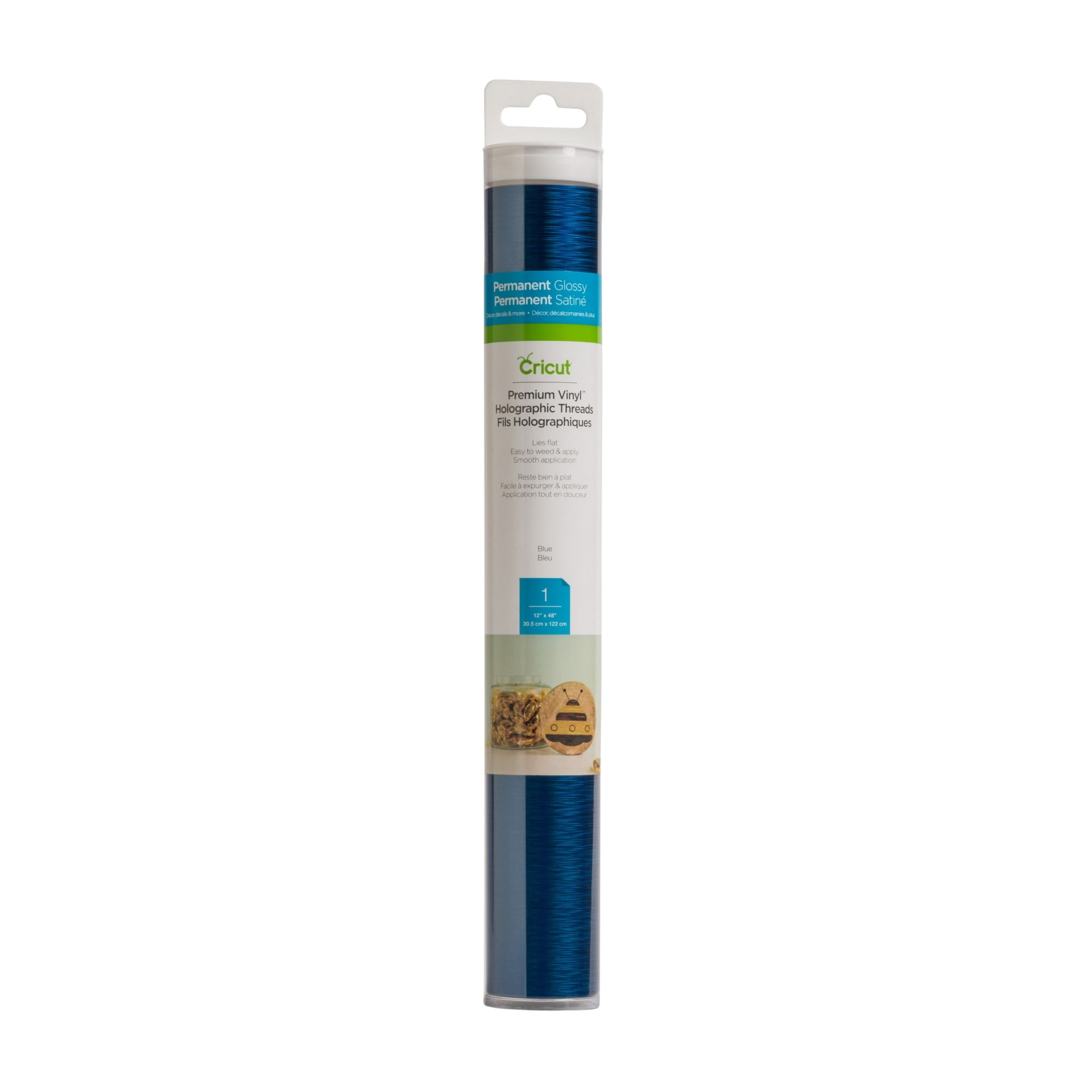 (3 pack) Cricut® Premium Vinyl Holographic Threads – Permanent, Blue, 12" x 48"