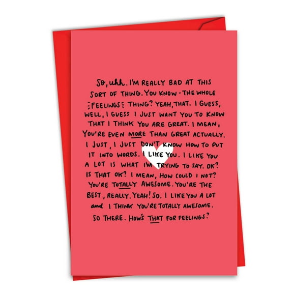 1 Funny Valentine's Day Card with Envelope - Awkward Feelings C6784VDG