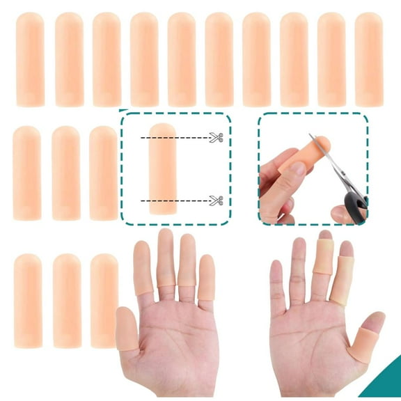 Finger Cots, 30 Pcs Gel Finger Protectors Finger Sleeves Finger Gloves Covers Fingertip Bandages for Finger Cracking, Dermatitis, Psoriasis, Hand Eczema