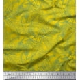 thumbnail image 1 of Soimoi Yellow Modal Satin Fabric Artistic Leaves Fabric Prints By Yard 42 Inch Wide, 1 of 3
