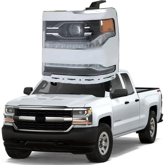 LED Headlights Front Head Lamps Replacement for 2016 2017 2018 Silverado PU 1500 Chrome Bezel Headlight Assembly Left Driver Side