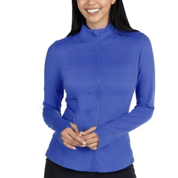 Spyder Women's Stretch Long Sleeve Zip Up Yoga Jacket with Thumb Holes (US, Alpha, XX-Large, Regular, Regular, Blue)
