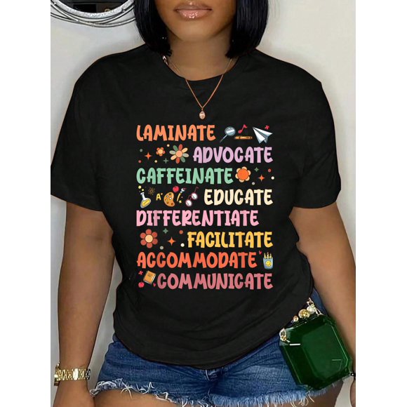 SPED Caffeinate Advocate Laminate Educate Teacher Facilitate T-Shirt for Men Women