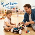 thumbnail image 5 of Track Seven Kids Ride On 3-Wheel Scooter W/Buildable Blocks, PU Flashing Wheels, 5-Position Height Adjustable, Folding Kick Scooter for Kids Aged 3+, Purple, 5 of 9