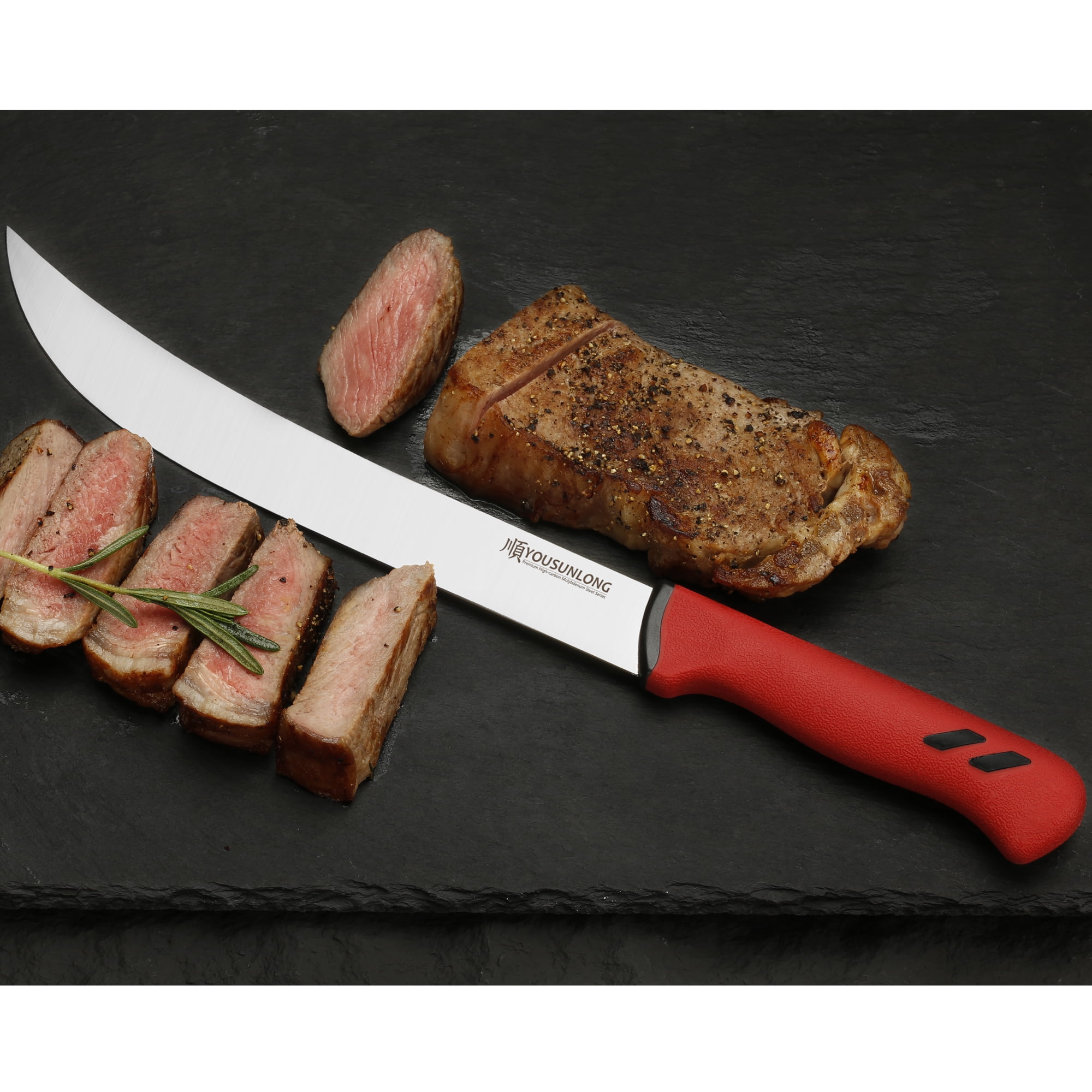 YOUSUNLONG 10-Inch Breaking Butcher Knife, High Carbon Molybdenum Steel Blade, Santoprene Handle