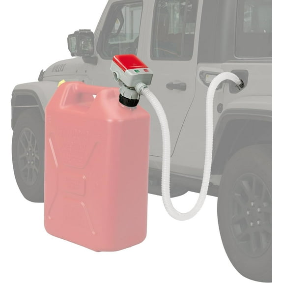 KEMIMOTO 35'' Hose Portable Fuel Transfer Pump Auto Shut-Off Sensor Overfill Protection 2.4 GPM Fast Flow Battery Powered w/ 3 Can Adapters