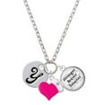 thumbnail image 1 of Delight Jewelry Silvertone Large Script Letter - Y - 3/4'' Disc - Hot Pink Heart Nurse Strong Zoe Necklace, 1 of 4