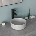 thumbnail image 5 of 12" Matte Grey Basin with Pop Up Drain Round Countertop Vessel Sink for Bathroom, 5 of 11