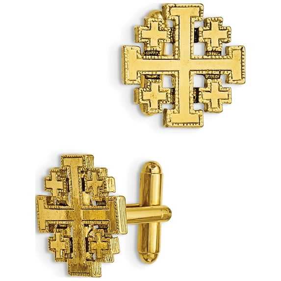 Symbols of Faith - 14k Gold-plated Jerusalem Cross Cuff Links