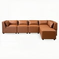 thumbnail image 5 of The Wexford Cognac Vegan Leather Modular Sofa - 92.5W x 59.1D x 27.2H for Living Room - Durable & Comfortable, 5 of 5