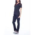 thumbnail image 2 of Dagacci Natural Stretch Contrast V-Neck Set (Black,XS), 2 of 5