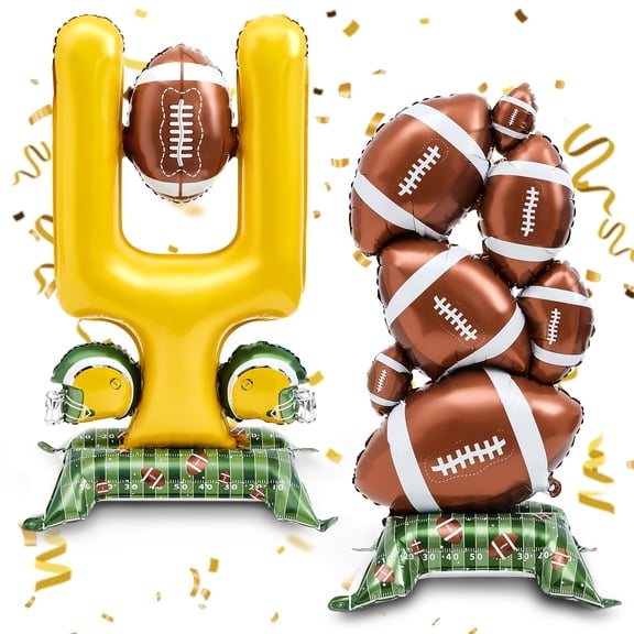 Giant Football Balloons Set, 59 Inch Self Standing Football Goal Post and Ball Pile, Football Party Decorations