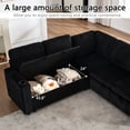 thumbnail image 2 of Sectional Sleeper Sofa with Pull Out Bed, Modular Corner Sofa with Storage, Sectional Couches for Living Room, Convertible Sofa Bed for Living Room, Bedroom and Apartment (Black), 2 of 11