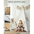 thumbnail image 6 of Besrey Kids Teepee Play Tent with String Lights & Thickened Mat,Kids Indoor Outdoor Playhuose Tent,Off White, 6 of 7