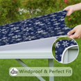 thumbnail image 6 of Dark Blue Christmas Snowflake Pattern Square Fitted Tablecloth with Elastic Edge,Square Table Cover,Washable Elastic Table Cover for Home Kitchen Party Decor 36"x36", 6 of 6