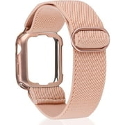 TOYOUTHS Compatible with Apple Watch Band Solo Loop with Protective Case 42mm/44mm Adjustable Elastic Scrunchies Nylon