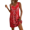 thumbnail image 2 of Noric Women's Sleeveless V Neck Tank Dresses Print Casual Loose Fit with Pockets Summer Mini Dresses, 2 of 7