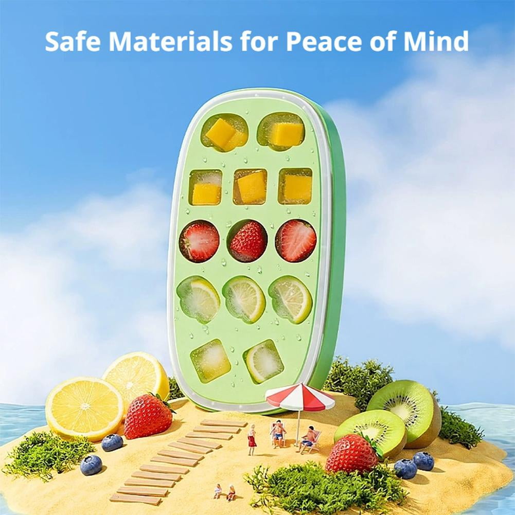 Ice Cube Mold Cups,Leak-Proof Bottle,Built-In Ice Cube Mold and Straw,2 in 1 Zero-Touch Press Cubes Bottle,Press To Release Ices Tray for Home Ices Making, Outdoor Picnics, Office Use