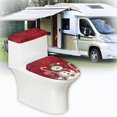 thumbnail image 6 of HELLHERO Christmas Snowman and Candy Cane Comfortable and Practical Polyester Toilet Covers Set Universal Keep Dust Stain Toilet Cover Elastic Edge for Hotel Home, 6 of 8