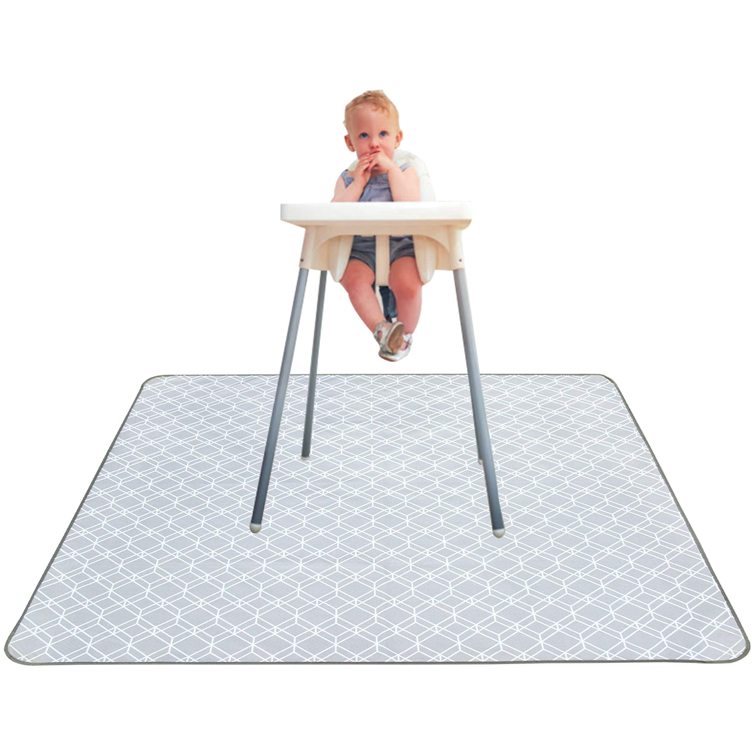 Paw Legend Washable Highchair Splat Floor Mat- Anti-Slip Silicone Spot  Splash Mess Mat(53'' x53'')-Food Catcher Art Craft Leak Proof Mat, Large,  Gray