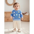 thumbnail image 4 of Miaouyo Toddler Baby Girl Fall Outfits 6 12 18 24 Months 2T 3T 4T 3D Flower Crew Neck Long Sleeve Sweatshirt with Pants 2 Pcs Set, 4 of 9