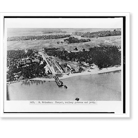 Historic Print, R. Kelantan: Tumpat, railway godowns and jetty, 18" x 24"